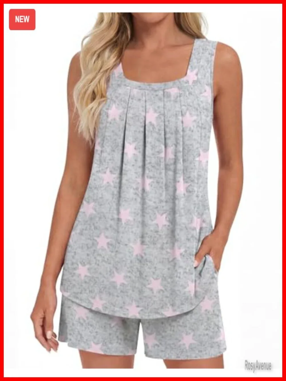 Sleeveless Pajama Set with Pockets Soft Rayon Spandex Lounge Set